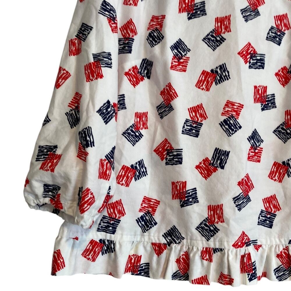 Womens Vintage Hand Made Red White Ruffle 3/4 Sleeve Boat Neck Tunic Top Size XL - Picture 10 of 16